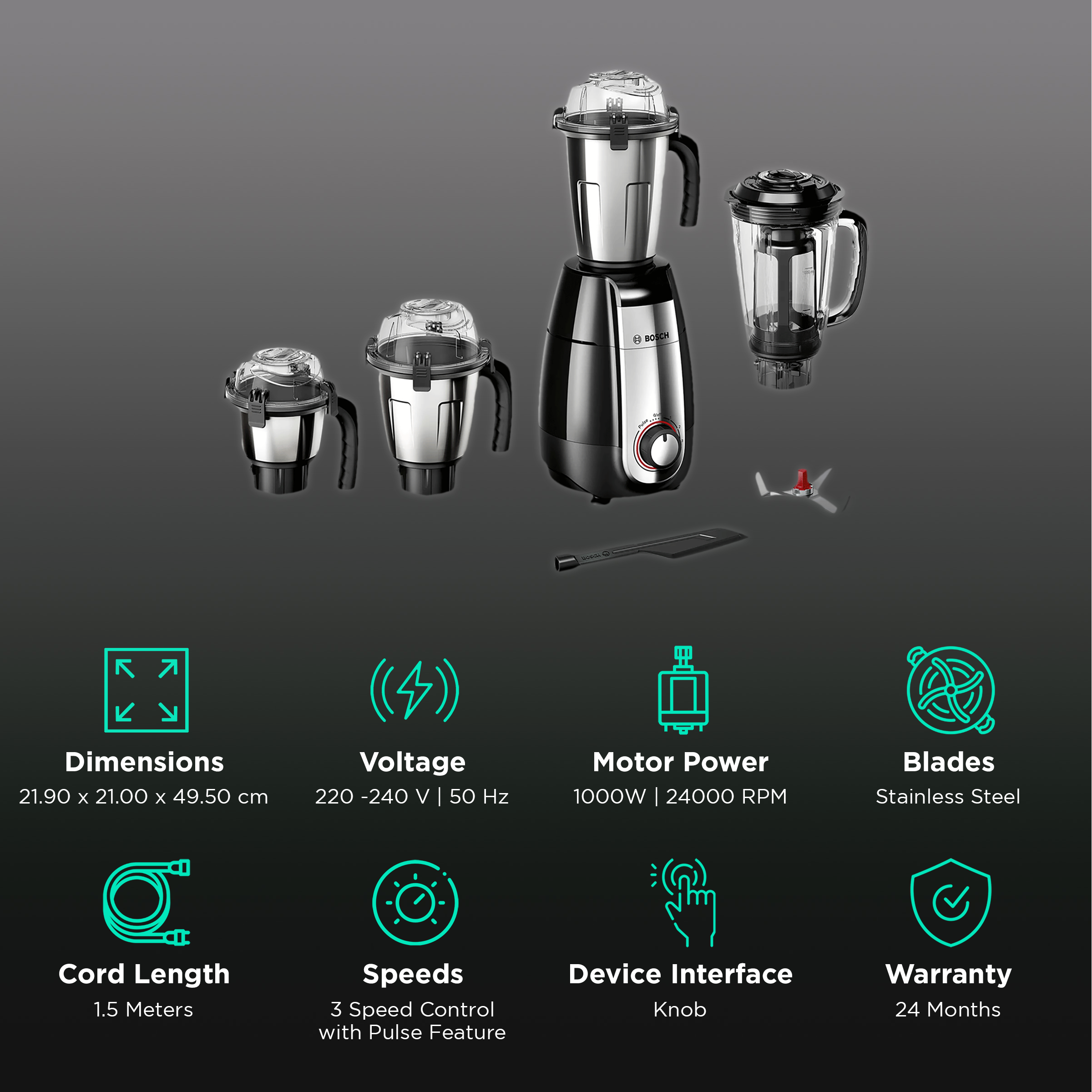 Bosch pro deals 1000w mixer grinder